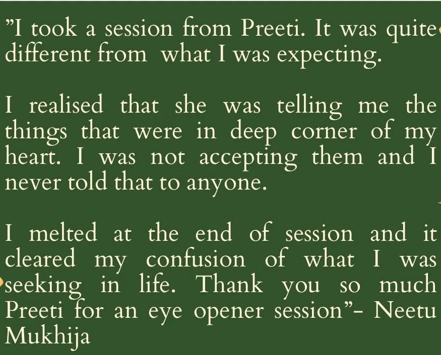 Neetu Mukhija Inner Clarity testimonial